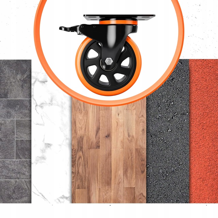 ZESTAW JEZDNY KÓŁ 125MM KÓŁEK KOŁA OBROTOWE Z HAMULCEM 400 KG DO WÓZKA