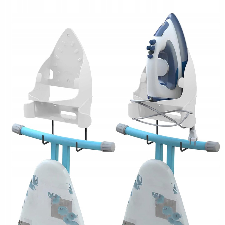 Uchwyt ścienny do żelazka i deski do prasowania, wieszak IRONIX biały