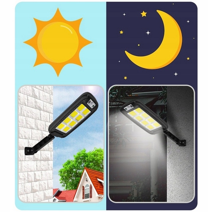 LAMPA SOLARNA LED 600W Z CZUJNIKIEM RUCHU I ZMIERZCHU ZEWNĘTRZNA +