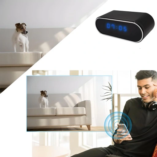 ZEGAR Z UKRYTA MINI KAMERA SZPIEGOWSKA WiFi BUDZIK