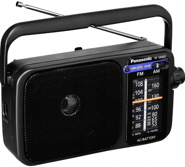 Radio sieciowo-bateryjne AM, FM Panasonic RF-2400 przenośne czarne