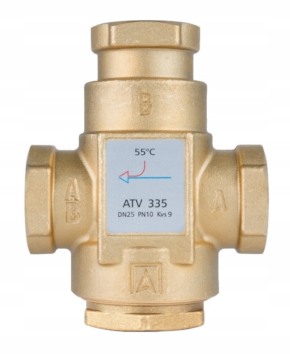 ZAWÓR TEMPERATUROWY OCHRONY POWROTU KOTŁA ATV 335 DN25 Ø 1" CAL 9 m³/h