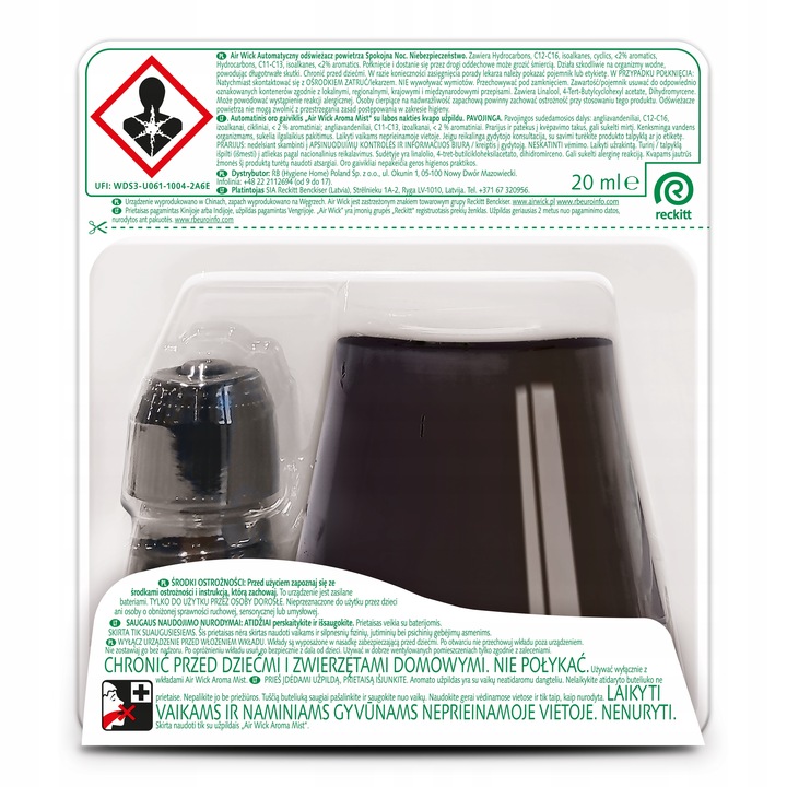 AIR WICK Aromatyczna Mgiełka Odświeżacz Powietrza Spokojna 20 ml Komplet