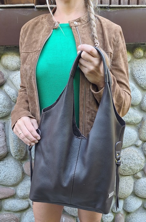 Skórzana Torebka Shopper Skóra Naturalna Włoska Vera Model 2w1 PREMIUM