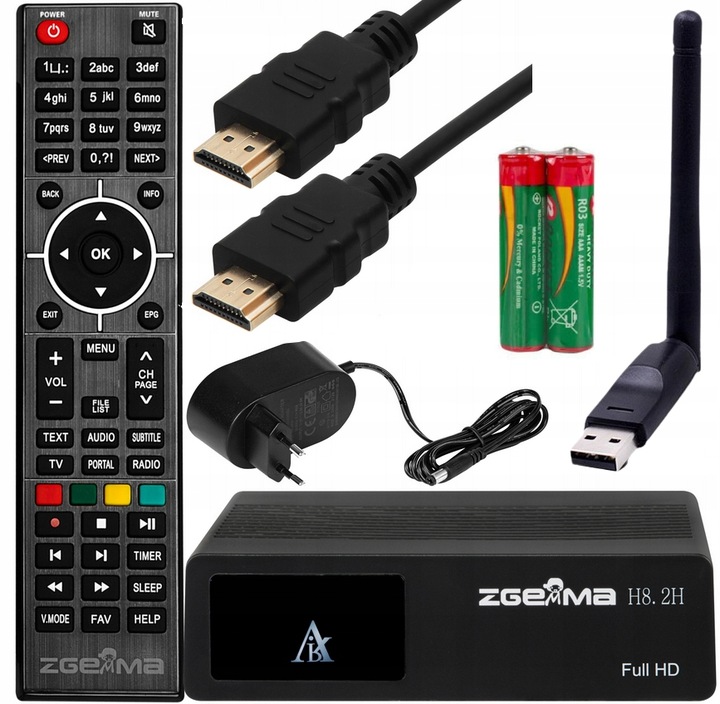 ZGEMMA H8.2H DEKODER SAT DVB-T2 HEVC ENIGMA2 Oscam Cccam + Adapter
