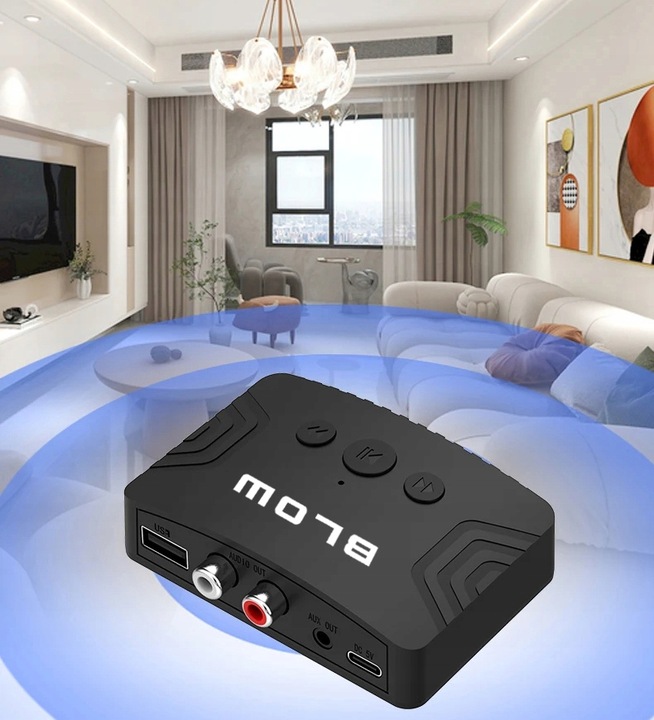 TRANSMITER ODBIORNIK BLUETOOTH 5.3 AUX MINIJACK 3,5mm USB-C 2xRCA