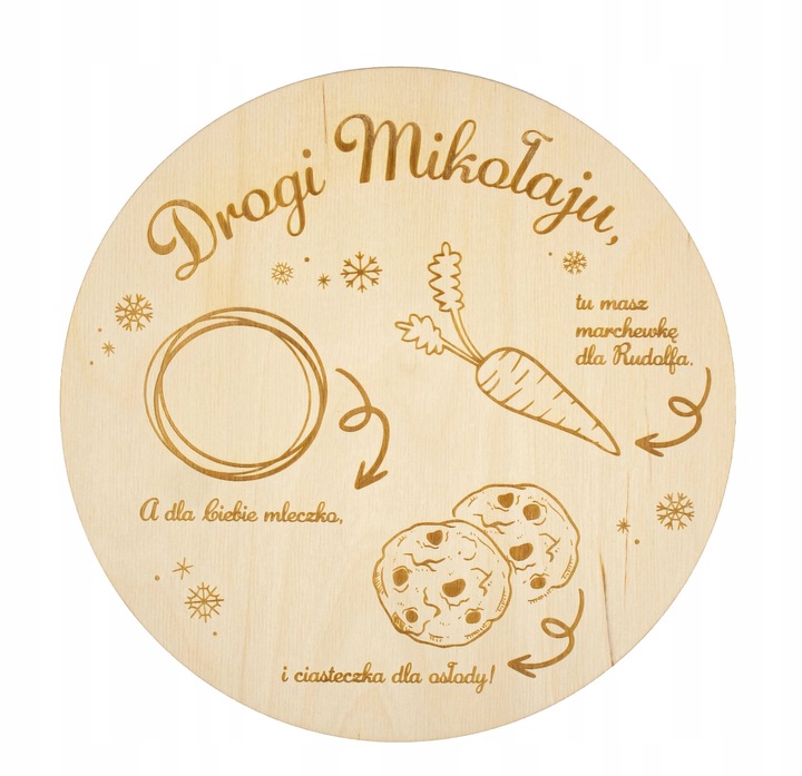 Drewniany Talerzyk TACKA Świętego Mikołaja Rudolfa