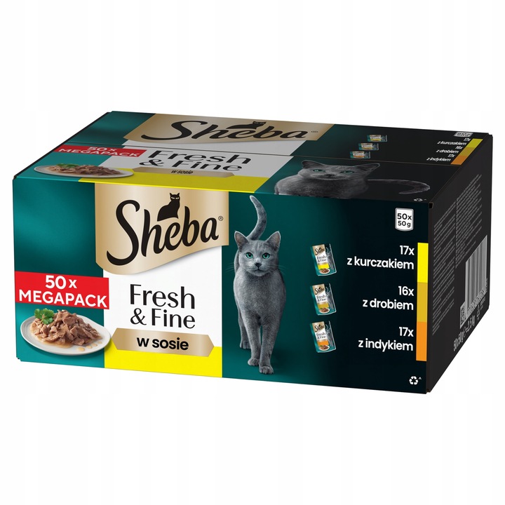 Sheba Fresh Fine kurczak drób indyk w sosie 50x50g