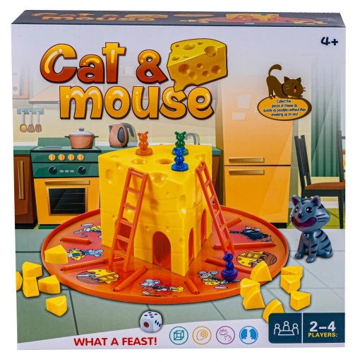 Gra Rodzinna Towarzyska Planszowa KOT I MYSZY Złap Ser Drabinki Cat & Mouse