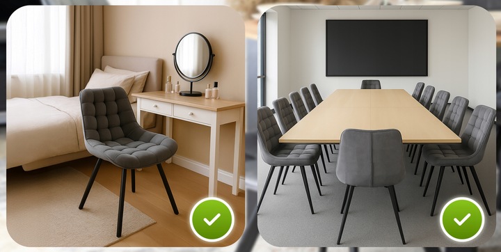 Krzesło Tapicerowane Welurowe Do Jadalni Salonu Loft Pikowane Szare