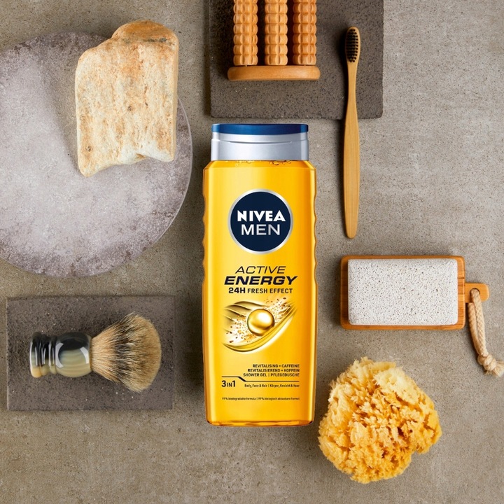 NIVEA MEN 3w1 Żel pod prysznic męski zestaw - Płyn do mycia 500ml x5