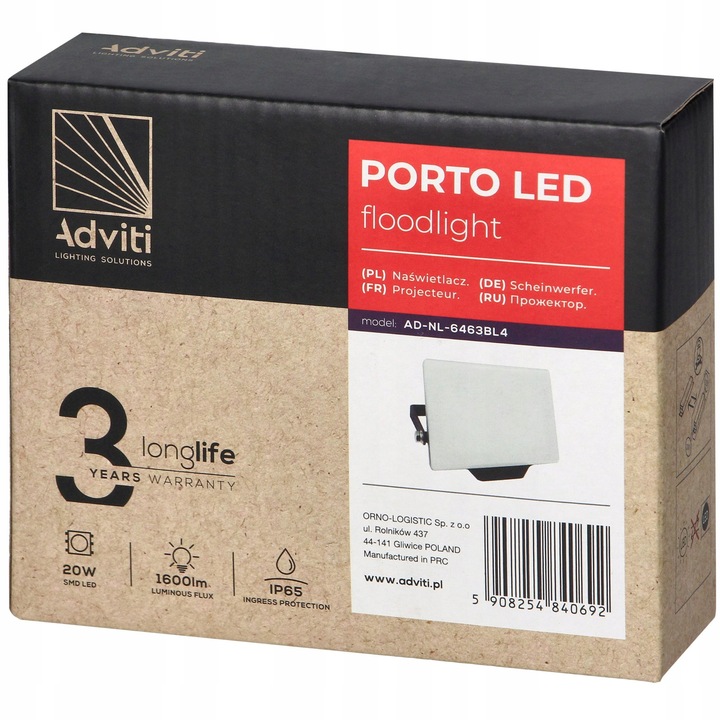 Halogen Reflektor Lampa LED 20W Naświetlacz Bezramkowy NEUTRALNY 4000K