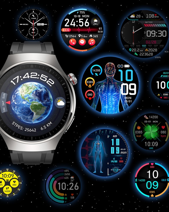 SMARTWATCH ZEGAREK MĘSKI Z EKG POMIAR CUKRU PULS CIŚNIENIE ROZMOWY MENU PL