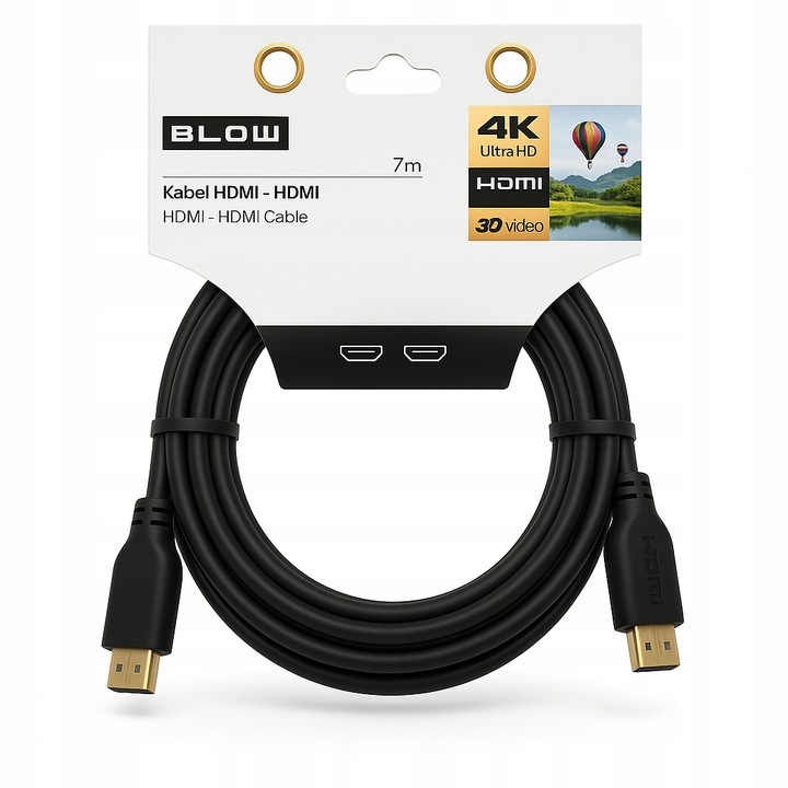 KABEL PRZEWÓD HDMI 1.4 FULL HD UHD 4K 3D TELEWIZOR POZŁACANY DŁUGI 7m