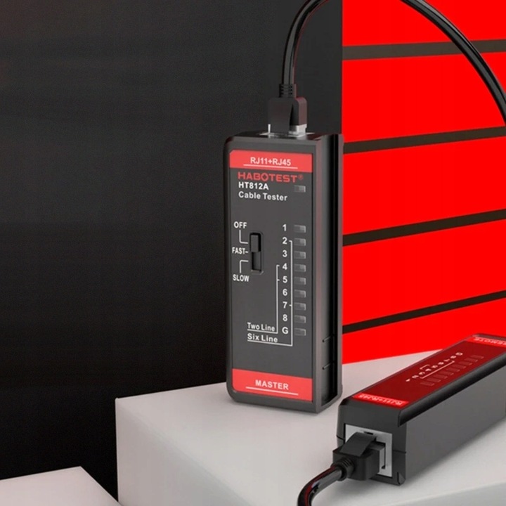 TESTER PRZEWODÓW SIECIOWYCH RJ11 RJ45 LAN SZUKACZ PAR KABLI HABOTEST HT812