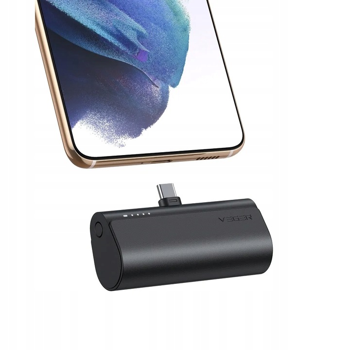 Powerbank VEGER PlugOn 5000mAh PD 20W wbudowane złącze USB C lekki podróż