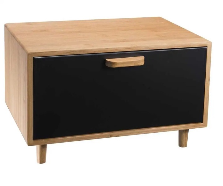 DUŻY POJEMNIK NA CHLEB BUŁKI PIECZYWO METALOWY CHLEBAK CZARNY BAMBUS