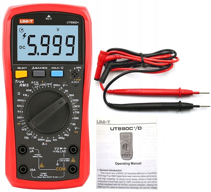 MIERNIK multimetr TrueRMS 20 NCV hFe UNI-T UT890D+