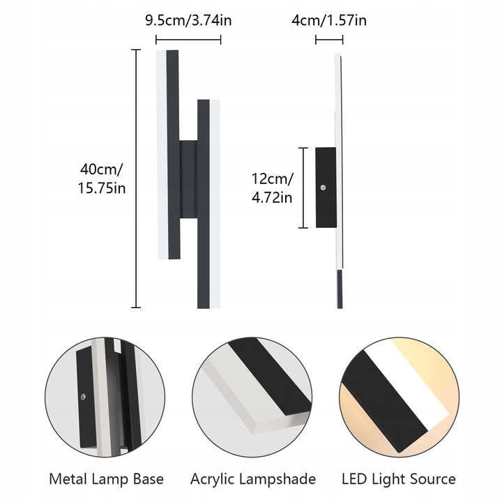 LAMPA LINIOWA SCIENNA LED KINKIET CZARNA ŚCIEMNIALNA NOWOCZESNA DO