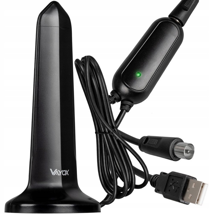 ANTENA POKOJOWA DVB-T2 DO TV NAZIEMNEJ DOOKÓLNA AKTYWNA MAGNES USB 4K VAYOX