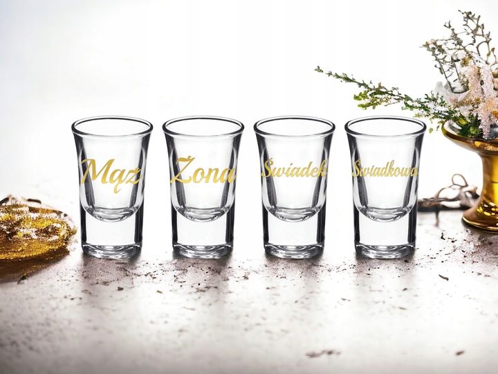 Kieliszki oszukane 15ml GRUBE DNO Mąż Żona Świadkowa Świadek wesele NALEWAK