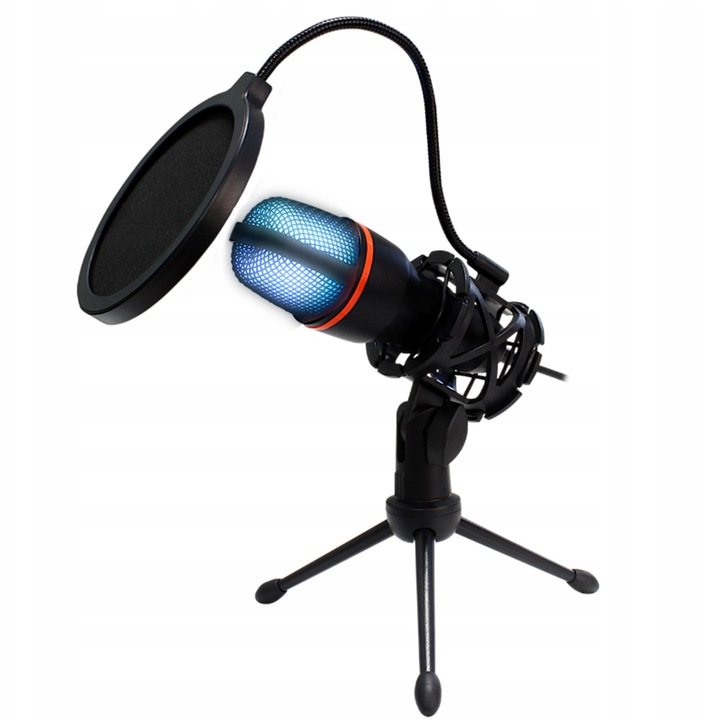 Mikrofon do Komputera Pojemnościowy GAMINGOWY Studyjny KARAOKE Filtr USB