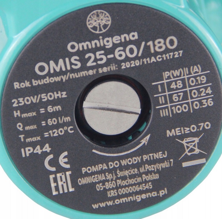 POMPA OBIEGOWA DO C.O. OMIS 25-60/180 OMNIGENA