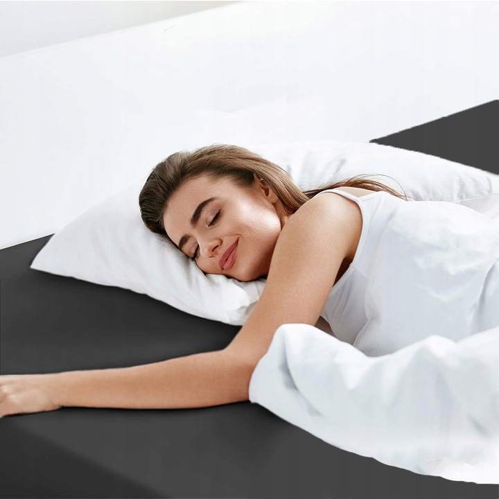 Bawełniane Prześcieradło z Gumką 160x200 Miękkie Kolor Ciemnoszary Jersey