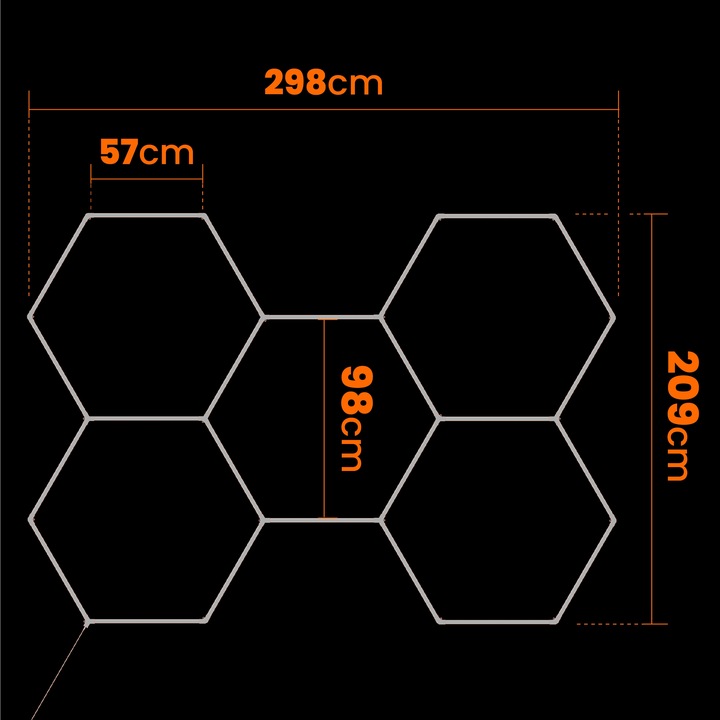 Lampa LED Hexagon Sufitowa Panel Oświetlenie Do Garaż Warsztat 298x209