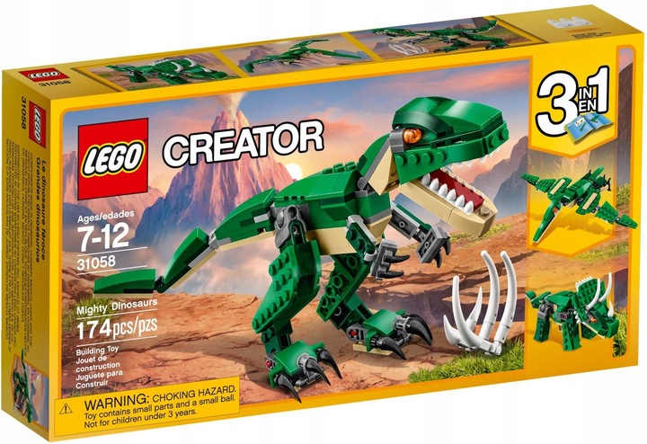 LEGO CREATOR 31058 Dinozaury Model Tyranozaur T-REX 3w1 + TORBA PREZENTOWA