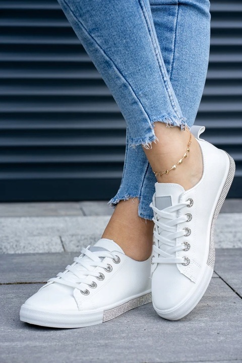 Biało szare trampki damskie skórzane Queen 39