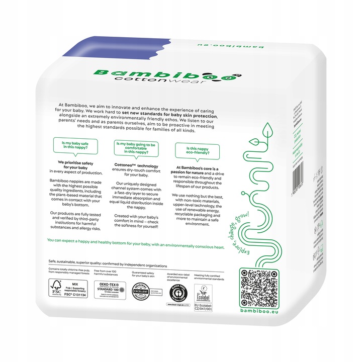 PIELUSZKI BAMBIBOO PIELUCHY COTTONWEAR r. 3 MIDI Jednorazowe 6-11kg 26szt.