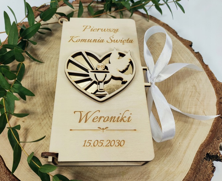 Pamiątka Pierwsza Komunia Święta kartka pudełko P1