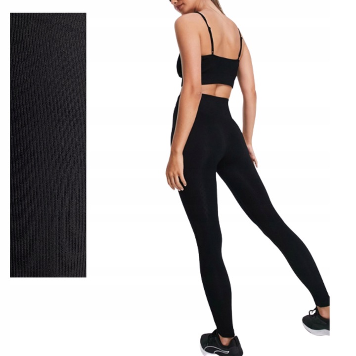 Legginsy PRĄŻKOWANE modelujące WYSOKI STAN wyszczuplające DŁUGIE prążek M/L