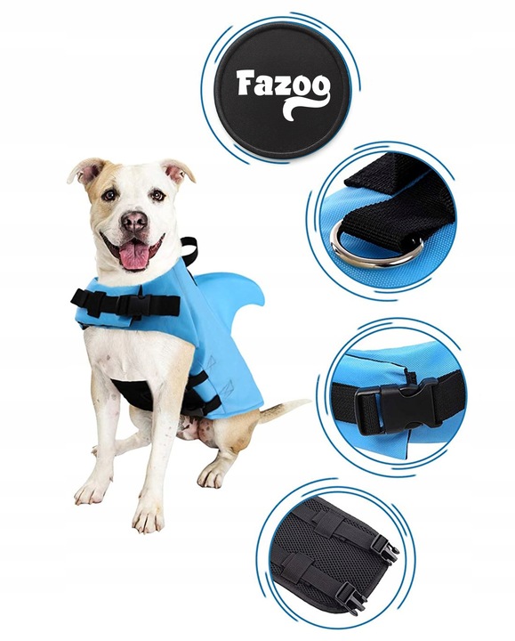 KAPOK KAMIZELKA RATUNKOWA DLA PSA do Wody Rekin XS Ubranko Pływania