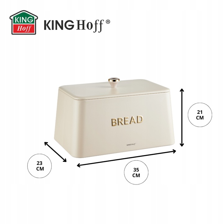 Chlebak KING Hoff KH-1950 kremowy metalowy elegancki design Pieczywo
