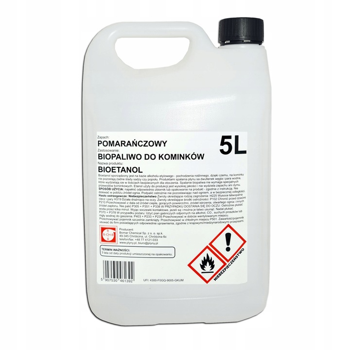 BIOETANOL BIOKOMINEK ZAPACH POMARAŃCZA etanol 5L