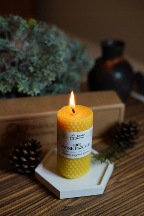 Zestaw 3x Świeca z Wosku Pszczelego 8/5 cm 100% Wosk Pszczeli