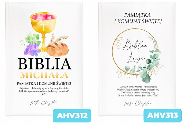 BIBLIA OBRAZKOWA Pamiątka KOMUNII ŚWIĘTEJ TWOJE IMIĘ PREZENT OD CHRZESTNEGO