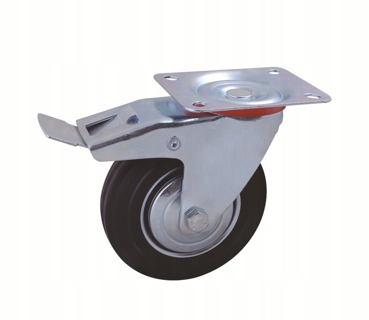 4x Kółka Obrotowe z Hamulcem Skrętne 125mm 400kg Gumowe Zestaw Do