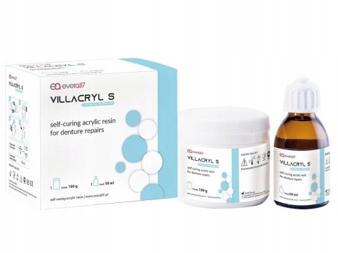 VILLACRYL S V4 DO NAPRAWY PROTEZ ZĘBOWYCH ZESTAW PROSZEK 100g + PŁYN