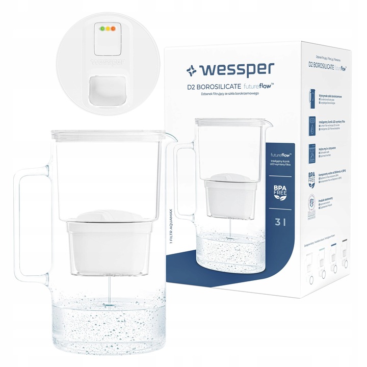 Dzbanek filtrujący Wessper FutureFlow Aquamax 3l + 1x wkład filtr wody