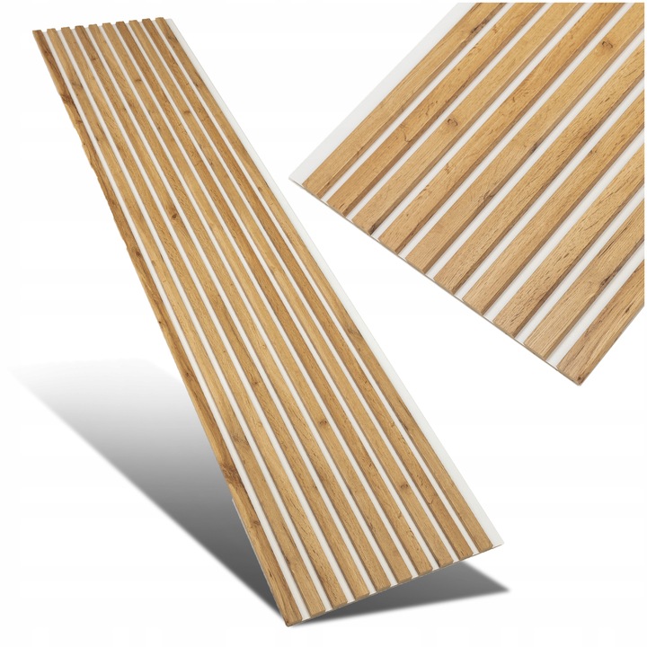 Lamele ścienne na Białej Płycie Dąb Różne kolory POLSKIE PREMIUM - 275x46cm