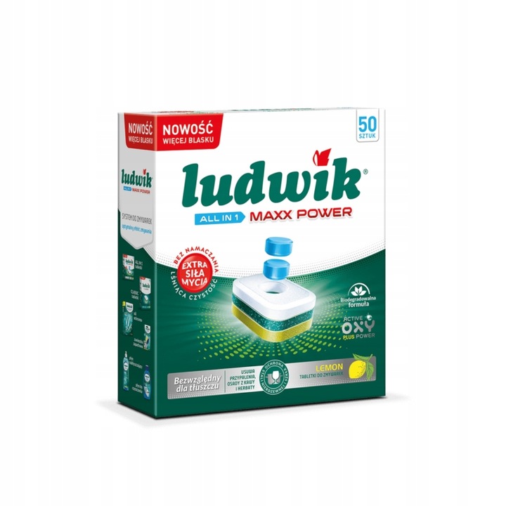 Tabletki do zmywarek Ludwik MAXX POWER LEMON ALL IN 1 50 szt KRÓTKI TERMIN