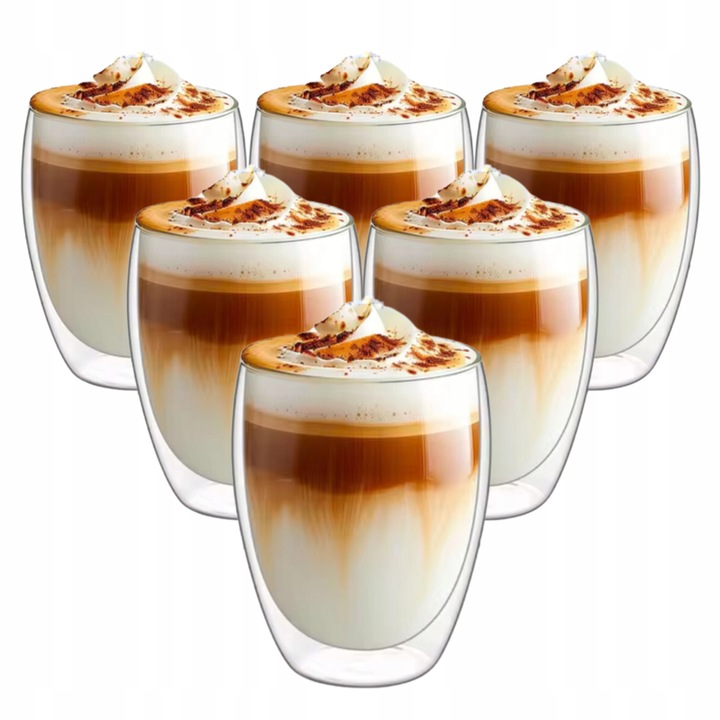 SZKLANKI DO KAWY ZESTAW SZKLANEK DO LATTE TERMICZNE 350ML KUBKI DO HERBATY