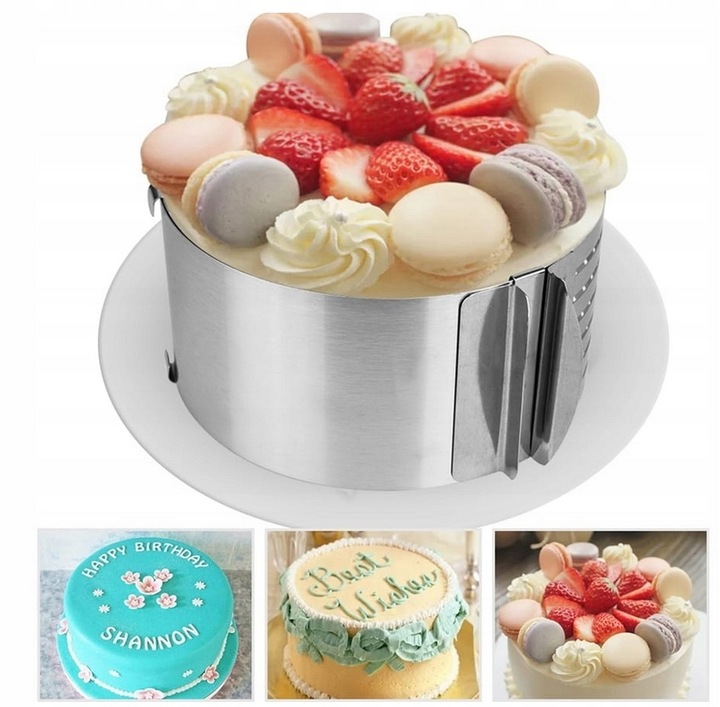 Rant Do Tortu Regulowany Śr 16-30CM Tortownica Wysoki 15 cm + 3 Łopatki OLK