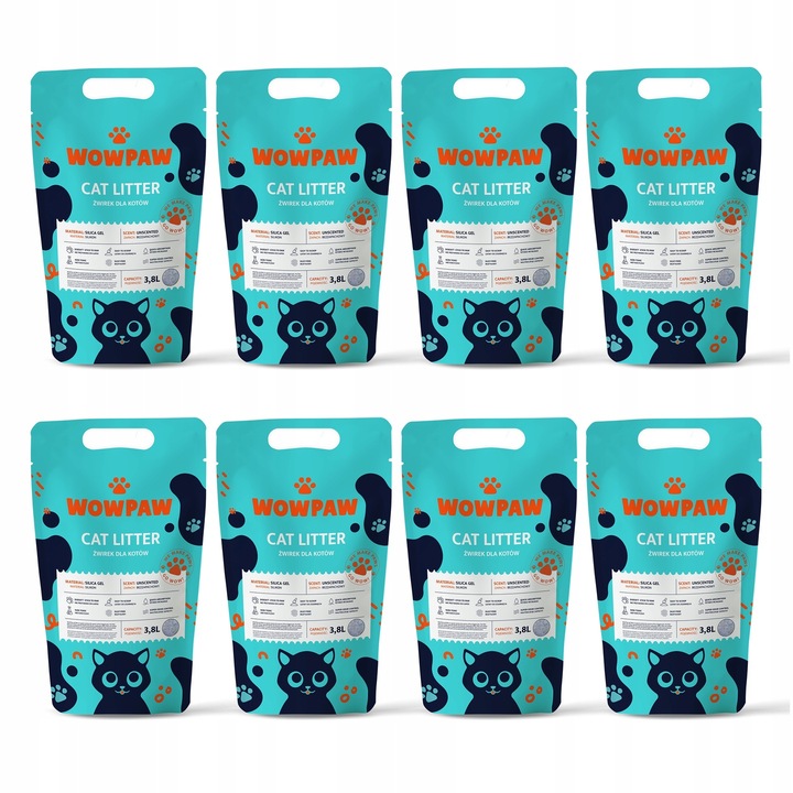 ŻWIREK SILIKONOWY DLA KOTA BEZZAPACHOWY 8X 3,8L BEZPYŁOWY DO KUWETY