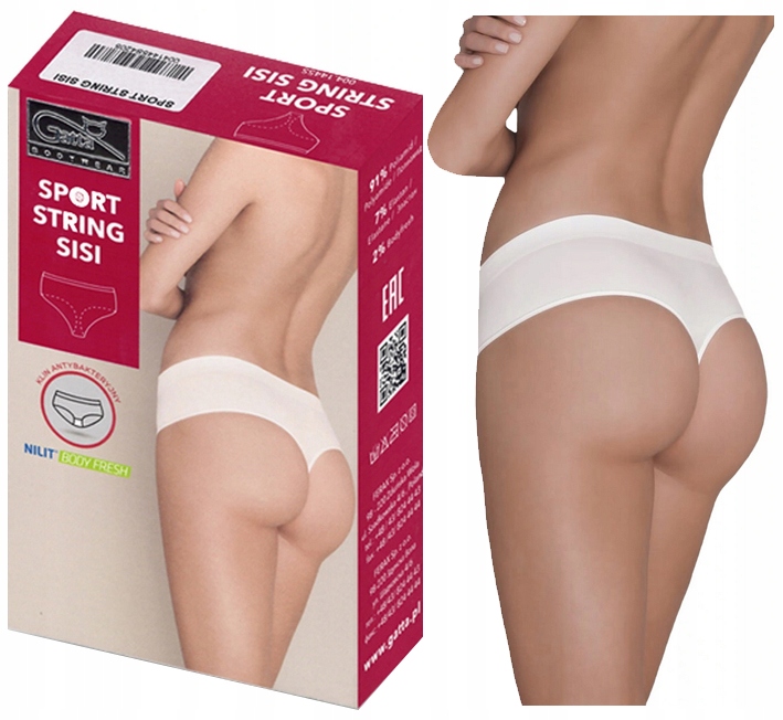 3 X GATTA BEZSZWOWE SPORTOWE STRINGI SISI BIAŁE XL