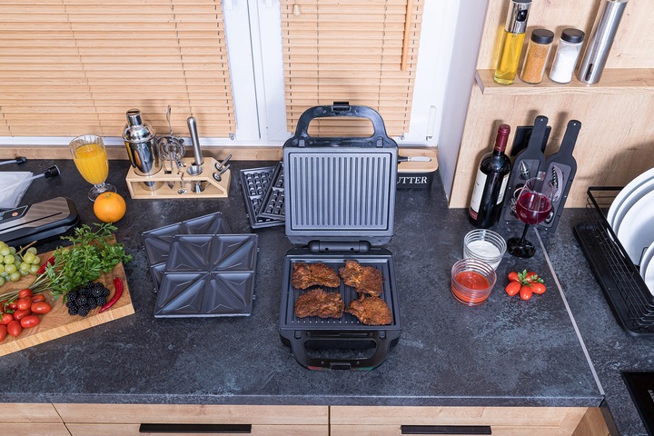 OPIEKACZ GOFROWNICA TOSTER DO KANAPEK GRILL WYMIENNE WKŁADY 3w1 MOC