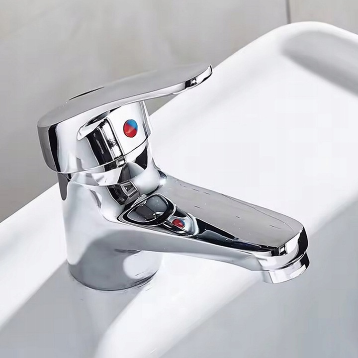 Bateria stojąca umywalkowa kran do umywalki zlewu chromowa niska nablatowa